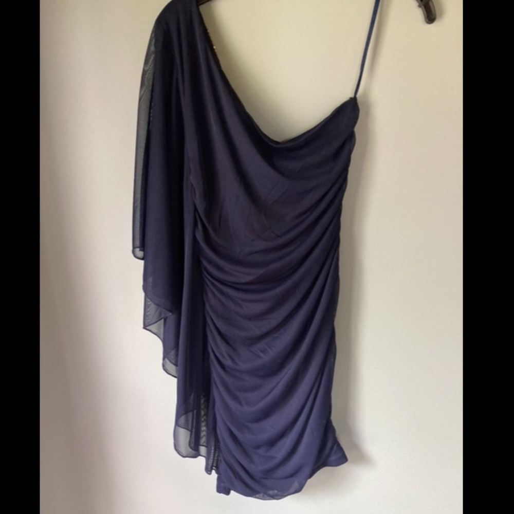 One Shoulder Navy Dress - Picture 3 of 6